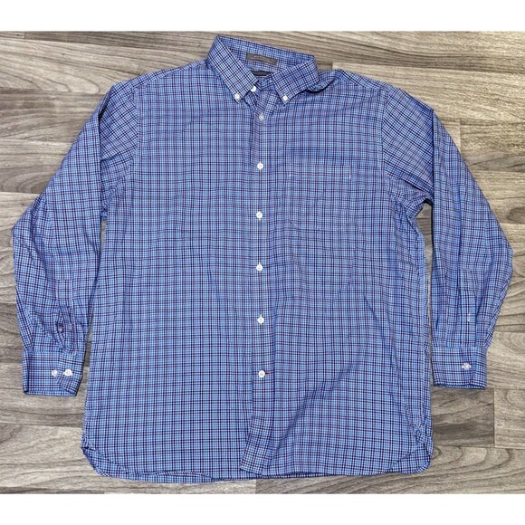 Daniel Cremieux Other - Daniel Cremieux Men's Large Blue Gingham Plaid Dress Shirt Signature Collection